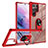 Custodia Silicone e Plastica Opaca Cover con Magnetico Anello Supporto T01 per Samsung Galaxy S22 Ultra 5G Rosso