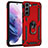 Custodia Silicone e Plastica Opaca Cover con Magnetico Anello Supporto T02 per Samsung Galaxy S21 5G Rosso