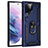 Custodia Silicone e Plastica Opaca Cover con Magnetico Anello Supporto T02 per Samsung Galaxy S21 Ultra 5G