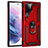 Custodia Silicone e Plastica Opaca Cover con Magnetico Anello Supporto T02 per Samsung Galaxy S21 Ultra 5G Rosso