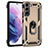 Custodia Silicone e Plastica Opaca Cover con Magnetico Anello Supporto T02 per Samsung Galaxy S23 Plus 5G Oro