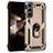 Custodia Silicone e Plastica Opaca Cover con Magnetico Anello Supporto T02 per Samsung Galaxy S24 5G Oro