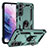 Custodia Silicone e Plastica Opaca Cover con Magnetico Anello Supporto T03 per Samsung Galaxy S21 5G Verde