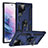 Custodia Silicone e Plastica Opaca Cover con Magnetico Anello Supporto T03 per Samsung Galaxy S21 Ultra 5G Blu