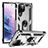 Custodia Silicone e Plastica Opaca Cover con Magnetico Anello Supporto T03 per Samsung Galaxy S22 Ultra 5G