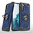 Custodia Silicone e Plastica Opaca Cover con Magnetico Anello Supporto T04 per Samsung Galaxy S21 5G Blu