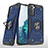 Custodia Silicone e Plastica Opaca Cover con Magnetico Anello Supporto T04 per Samsung Galaxy S21 Plus 5G Blu