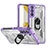 Custodia Silicone e Plastica Opaca Cover con Magnetico Anello Supporto T07 per Samsung Galaxy S21 Plus 5G Viola