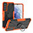 Custodia Silicone e Plastica Opaca Cover con Magnetico Anello Supporto T08 per Samsung Galaxy S22 Plus 5G Arancione