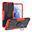 Custodia Silicone e Plastica Opaca Cover con Magnetico Anello Supporto T08 per Samsung Galaxy S23 5G Rosso