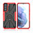 Custodia Silicone e Plastica Opaca Cover con Magnetico Anello Supporto T09 per Samsung Galaxy S21 5G