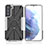 Custodia Silicone e Plastica Opaca Cover con Magnetico Anello Supporto T09 per Samsung Galaxy S21 5G