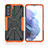 Custodia Silicone e Plastica Opaca Cover con Magnetico Anello Supporto T09 per Samsung Galaxy S21 5G