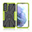 Custodia Silicone e Plastica Opaca Cover con Magnetico Anello Supporto T09 per Samsung Galaxy S21 5G Verde