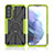 Custodia Silicone e Plastica Opaca Cover con Magnetico Anello Supporto T09 per Samsung Galaxy S22 5G Verde