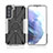 Custodia Silicone e Plastica Opaca Cover con Magnetico Anello Supporto T09 per Samsung Galaxy S23 5G