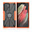Custodia Silicone e Plastica Opaca Cover con Magnetico Anello Supporto T09 per Samsung Galaxy S23 Ultra 5G