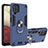 Custodia Silicone e Plastica Opaca Cover con Magnetico Anello Supporto Y01B per Samsung Galaxy A12