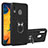 Custodia Silicone e Plastica Opaca Cover con Magnetico Anello Supporto Y01B per Samsung Galaxy A30 Nero