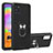 Custodia Silicone e Plastica Opaca Cover con Magnetico Anello Supporto Y01B per Samsung Galaxy A31 Nero