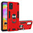 Custodia Silicone e Plastica Opaca Cover con Magnetico Anello Supporto Y01B per Samsung Galaxy A31 Rosso