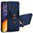 Custodia Silicone e Plastica Opaca Cover con Magnetico Anello Supporto Y01B per Samsung Galaxy A60 Blu