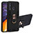 Custodia Silicone e Plastica Opaca Cover con Magnetico Anello Supporto Y01B per Samsung Galaxy A60 Nero