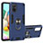 Custodia Silicone e Plastica Opaca Cover con Magnetico Anello Supporto Y01B per Samsung Galaxy A71 5G Blu