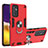 Custodia Silicone e Plastica Opaca Cover con Magnetico Anello Supporto Y01B per Samsung Galaxy A82 5G Rosso