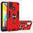 Custodia Silicone e Plastica Opaca Cover con Magnetico Anello Supporto Y01B per Samsung Galaxy M21s Rosso