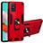 Custodia Silicone e Plastica Opaca Cover con Magnetico Anello Supporto Y01B per Samsung Galaxy M40S Rosso
