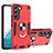 Custodia Silicone e Plastica Opaca Cover con Magnetico Anello Supporto Y01B per Samsung Galaxy S23 Plus 5G Rosso