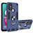 Custodia Silicone e Plastica Opaca Cover con Magnetico Anello Supporto YB1 per Motorola Moto G10 Blu