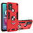 Custodia Silicone e Plastica Opaca Cover con Magnetico Anello Supporto YB1 per Motorola Moto G10 Rosso