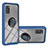 Custodia Silicone e Plastica Opaca Cover con Magnetico Anello Supporto YB1 per Samsung Galaxy A31 Blu