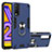 Custodia Silicone e Plastica Opaca Cover con Magnetico Anello Supporto YB1 per Vivo Y12s Blu