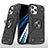 Custodia Silicone e Plastica Opaca Cover con Magnetico Anello Supporto YF1 per Apple iPhone 14 Pro Nero