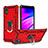 Custodia Silicone e Plastica Opaca Cover con Magnetico Anello Supporto YF1 per Samsung Galaxy A01 Core Rosso