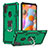 Custodia Silicone e Plastica Opaca Cover con Magnetico Anello Supporto YF1 per Samsung Galaxy A11 Verde