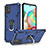 Custodia Silicone e Plastica Opaca Cover con Magnetico Anello Supporto YF1 per Samsung Galaxy A71 5G Blu