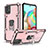 Custodia Silicone e Plastica Opaca Cover con Magnetico Anello Supporto YF1 per Samsung Galaxy A71 5G Oro Rosa