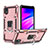 Custodia Silicone e Plastica Opaca Cover con Magnetico Anello Supporto YF1 per Samsung Galaxy M01 Core Oro Rosa