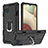 Custodia Silicone e Plastica Opaca Cover con Magnetico Anello Supporto YF1 per Samsung Galaxy M12 Nero