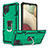 Custodia Silicone e Plastica Opaca Cover con Magnetico Anello Supporto YF1 per Samsung Galaxy M12 Verde