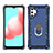 Custodia Silicone e Plastica Opaca Cover con Magnetico Anello Supporto YF1 per Samsung Galaxy M32 5G