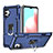 Custodia Silicone e Plastica Opaca Cover con Magnetico Anello Supporto YF1 per Samsung Galaxy M32 5G Blu