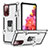 Custodia Silicone e Plastica Opaca Cover con Magnetico Anello Supporto YF1 per Samsung Galaxy S20 Lite 5G Argento