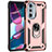 Custodia Silicone e Plastica Opaca Cover con Magnetico Anello Supporto Z01 per Motorola Moto Edge 30 Pro 5G Oro Rosa