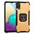 Custodia Silicone e Plastica Opaca Cover con Magnetico Anello Supporto ZJ1 per Samsung Galaxy M02 Oro