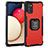 Custodia Silicone e Plastica Opaca Cover con Magnetico Anello Supporto ZJ1 per Samsung Galaxy M02s Rosso